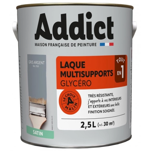 Peinture Laque glycéro satin 2.5 litres gris mineral - ADDICT