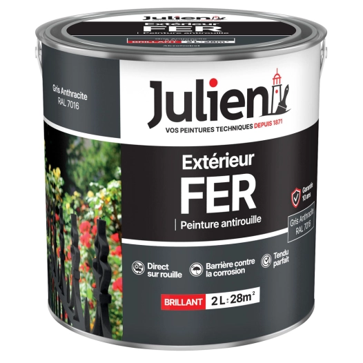 peinture extérieur fer antirouille 2l - julien