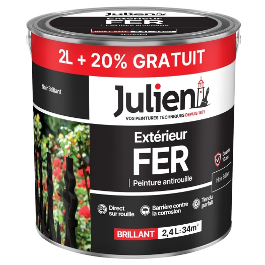 peinture extérieur fer antirouille 2l+20%gratuit - julien