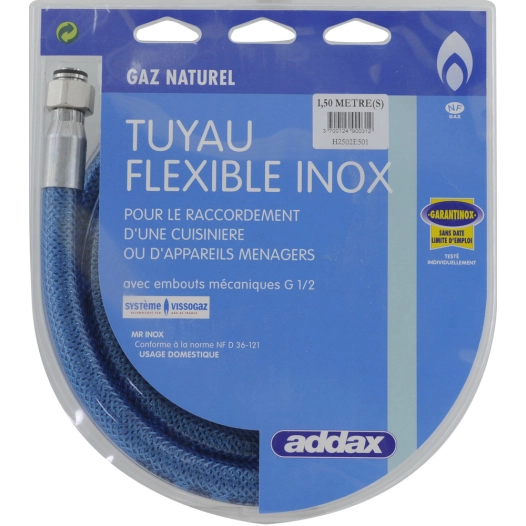 Flexible Inox Gaz Naturel 1m50 - ADDAX