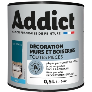 Peinture ADDICT Déco.M&Bois mat bleu pétrole 0,5L - ADDICT