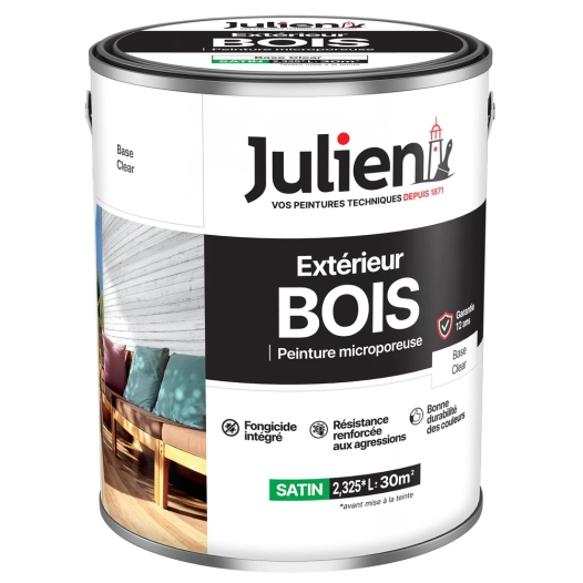 peinture extérieure bois microporeuse base clear - julien