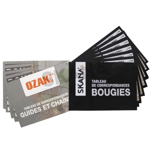 tableau de correspondance bougies/guides et chaînes skana pack.