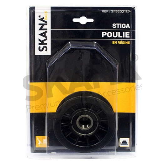 poulie de traction en résine à gorge plate sur roulement. adaptable sur tondeuses autoportées castelgarden, stiga. hauteur : 27