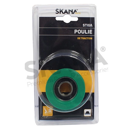 poulie de traction en résine à gorge plate sur roulement. adaptable sur tondeuses autoportées castelgarden, stiga. ø extérieur :