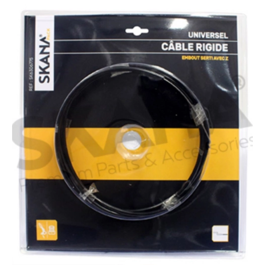 câble rigide forme en z et gaine plastifiée pour manette d'accélérateur. avec embout serti, câble recoupable et réajustable. lon