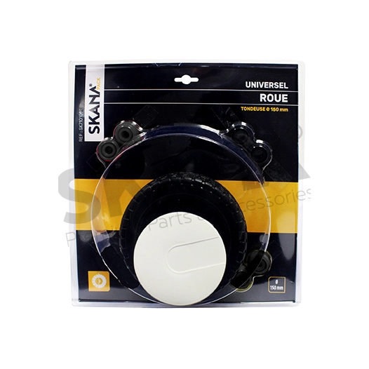 roue universelle ø 150 mm. avec enjoliveur et jeux de bagues. pour ø d'axe : 8, 10 ou 12 mm.