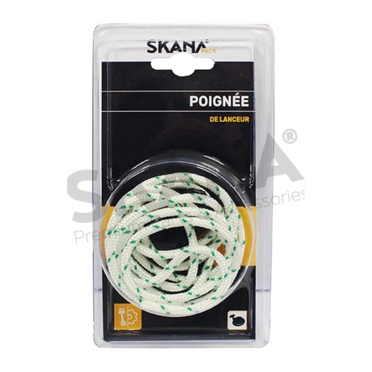 poignée + corde de lanceur en plastique adaptable pour moteurs briggs & stratton et tecumseh. ø corde : 3 mm longueur corde : 1,