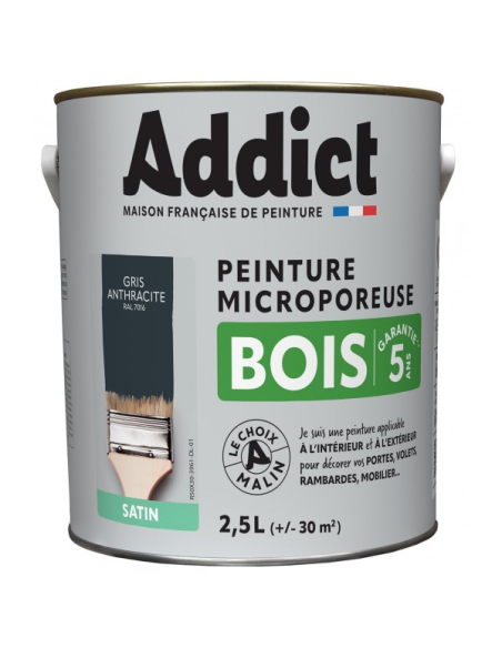 Peinture Bois 2.5 litres gris anthracite - ADDICT