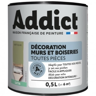 Peinture Acrylique satin 0.5 litre vert olive - ADDICT