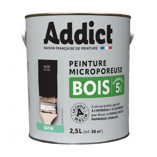 Peinture Bois 2.5 litres noir - ADDICT