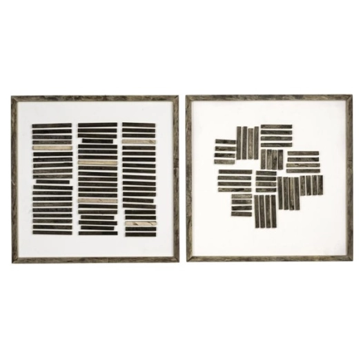 séries de deux cadres en bois motifs puzzle - aubry gaspard