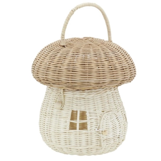 panier enfant en rotin naturel forme champignon - aubry gaspard