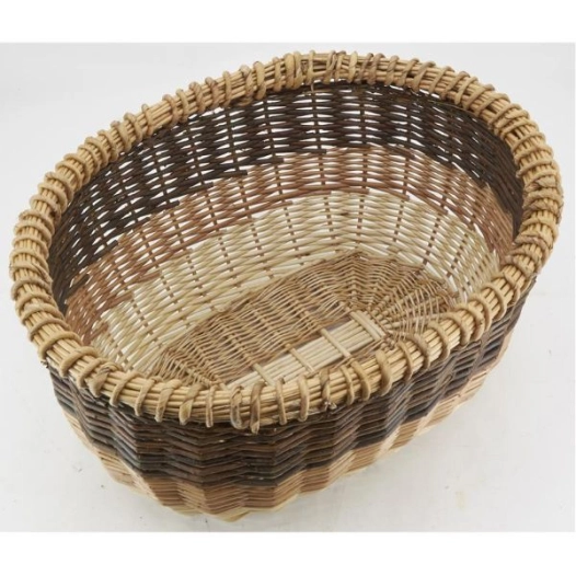 série de deux corbeilles ovales en osier trois tons - aubry gaspard