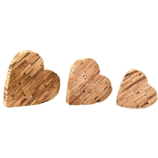 série de trois coeur en bois à poser - aubry gaspard