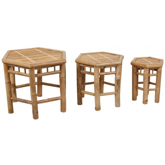 série de trois sellettes hexagonales en bambou - aubry gaspard