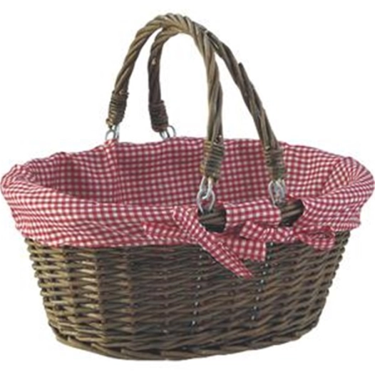 panier ovale en osier brut l38 dbl vichy rouge - aubry gaspard