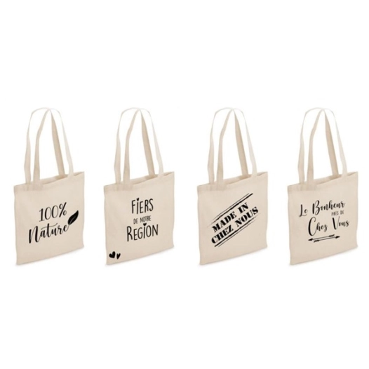 sac tote bag en coton - quatre motifs assortis - aubry gaspard