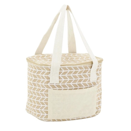 sac lunch en jute naturel - dbl iso - motif géométrique l20 - aubry gaspard