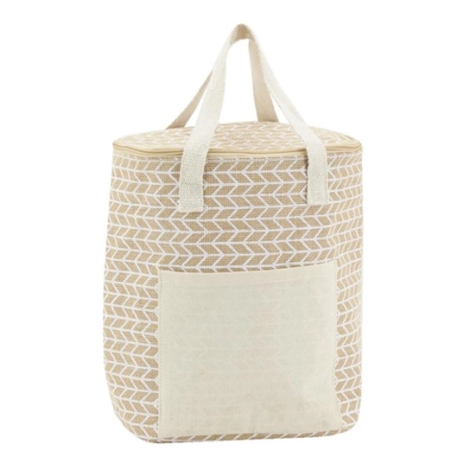 sac lunch en jute naturel - dbl iso - motif géométrique l25 - aubry gaspard
