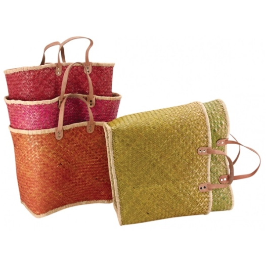 sac de courses en palmier - poig cuir - coloris ass - aubry gaspard