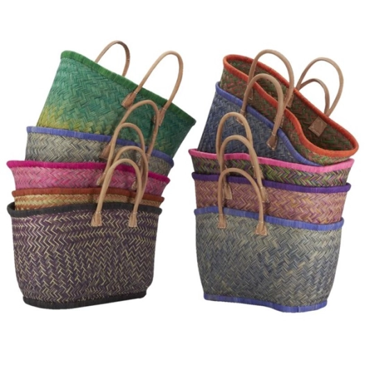 sac bozoka en jonc naturel avec poignée en cuir - aubry gaspard