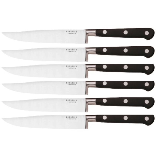 coffret de 6 couteaux à steak lame lisse - trompette - richardson sheffield