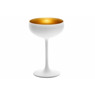 6 verre champagne blanc-or 23cl - 9,5xh14,7cm - elements - stolzle