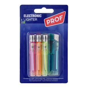 briquet electronique, couleurs assorties, blister 4 pièces