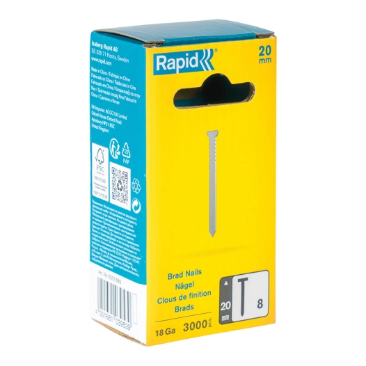clous 8/20 mm galvanisés 18ga, 3000 pcs
