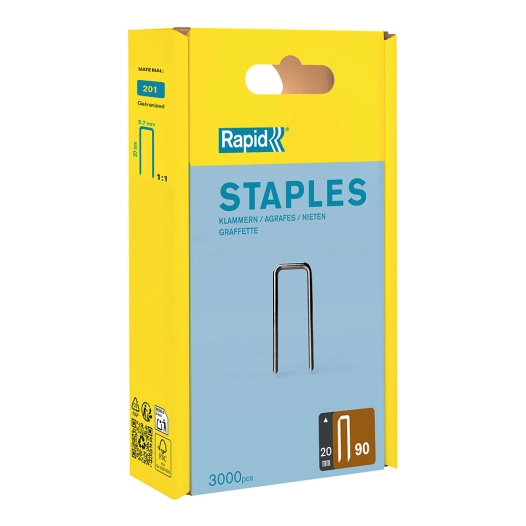 agrafes étroites série 90 / 20 mm galvanisées, 3000 pcs