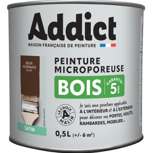 Peinture Bois 0.5 litre brun - ADDICT