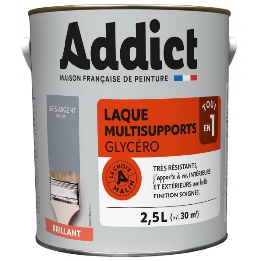 Peinture Laque glycéro brillant 2.5 litres gris mineral - ADDICT