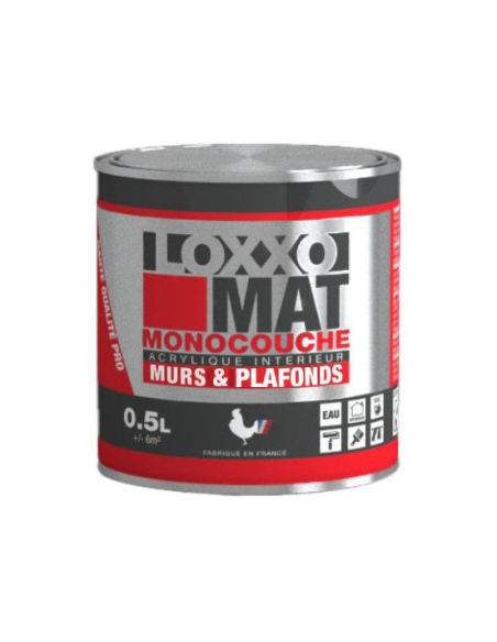 peinture acrylique mate monocouche murs & plafonds 0.5 l - loxxo
