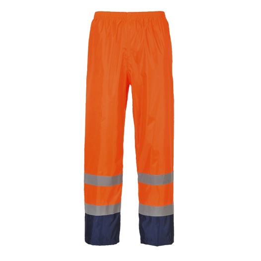 pantalon de pluie hi-vis bicolore - taille xs - orange/marine - portwest