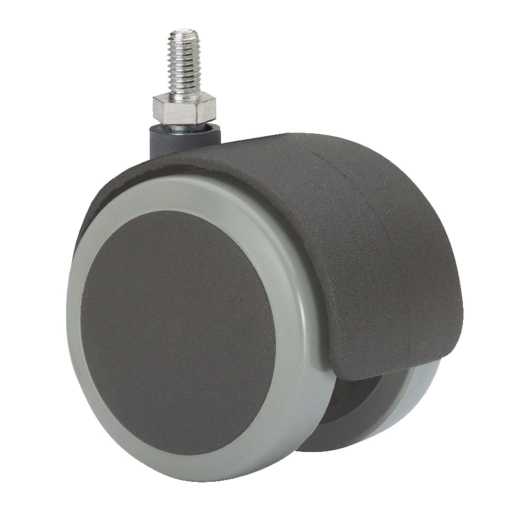 roue pivotante à vis fileté et axe lisse, noire/grise, charge max. 50 kg, 10 x 15 mm, ø 5 cm