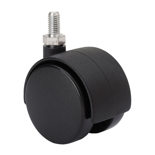 roue pivotante avec axe fileté et axe lisse, noire, charge max. 20 kg, 6 x 15 cm, ø 4 cm