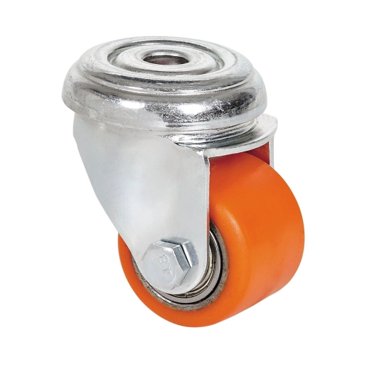 roue pivotante avec trou, roulement à billes, couleur orange, charge max. 100 kg, ø 3,5 cm