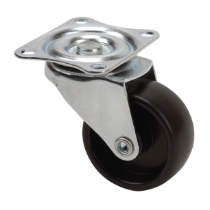 roue pivotante avec plaque et axe lisse, couleur noire, charge max. 20 kg, ø 4 cm