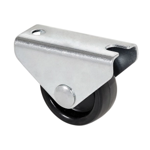roue fixe avec plaque et axe lisse avec deux fixations, couleur noire, max. charge 20 kg, ø 1,5 cm