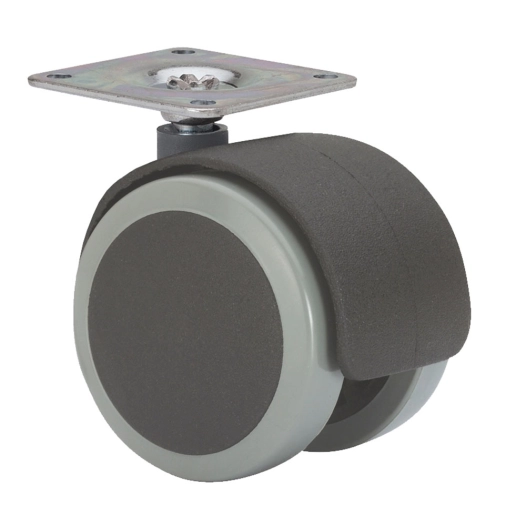 roue pivotante avec plaque et axe lisse, noir/gris, max. charge 50 kg, 42 x 42 mm, ø 5 cm