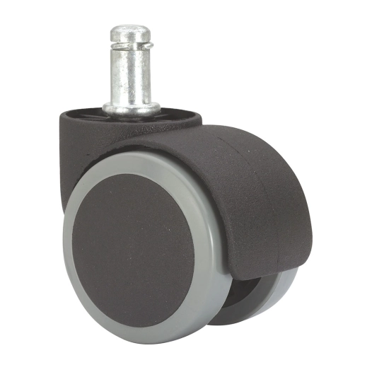 roue pivotante à broche lisse avec anneau, noire/grise, charge max. 50 kg, 11 x 22 mm, ø 5 cm