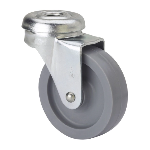 roue pivotante avec trou et axe lisse, couleur grise, charge max. 22 kg, ø 4 cm