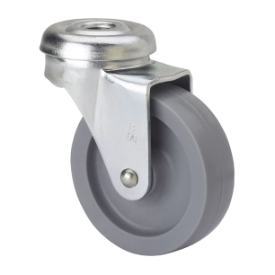roue pivotante avec trou et axe lisse, couleur grise, charge max. 22 kg, ø 4 cm