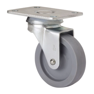 roue pivotante avec plaque et axe lisse, couleur grise, charge max. 22 kg, ø 4 cm