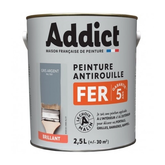 Peinture Fer 2.5 litres gris argent - ADDICT