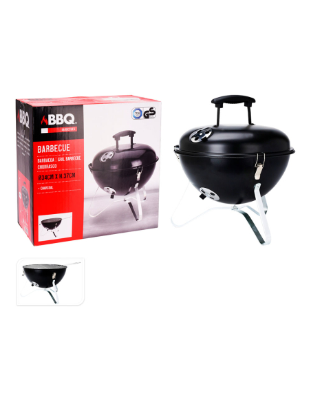 Barbecue Compact Noir Portable avec couvercle - BBQ COLLECTION