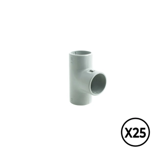 manchon pvc inspectable en t ø 20 mm, gris, 25 unités