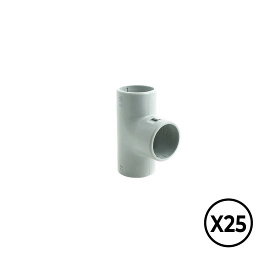 manchon en t inspection pvc ø 25 mm, gris, 25 unités