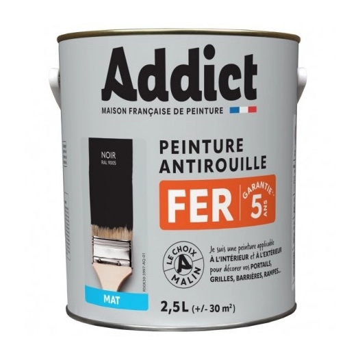 Peinture Fer 2.5 litres noir mat - ADDICT